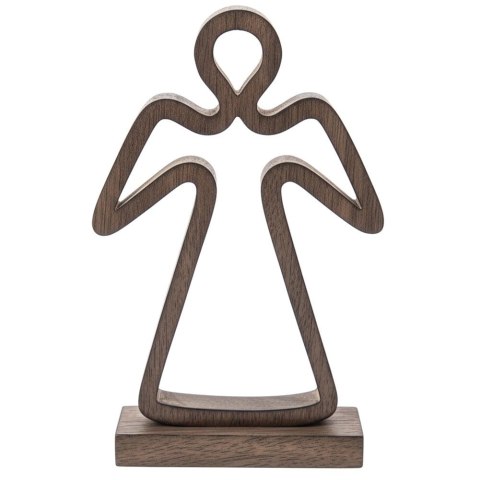 Figurka Anioł 29 cm Drewno Mango Naturalna Ozdoba na Podstawie