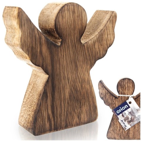 Figurka Anioł Drewno Mango 10 cm Dekoracja Loft Naturalna ORION Boże