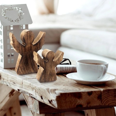 Figurka Anioł Drewno Mango 15 cm Naturalna Ozdoba Świąteczna