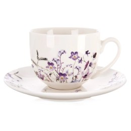Filiżanka ze Spodkiem 260 ml Louka Porcelanowy Zestaw do Kawy