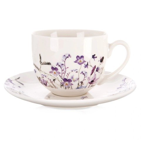 Filiżanka ze Spodkiem 260 ml Louka Porcelanowy Zestaw do Kawy