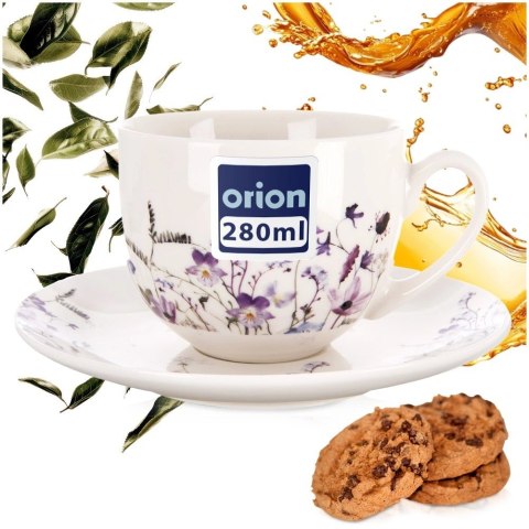 Filiżanka ze Spodkiem 260 ml Louka Porcelanowy Zestaw do Kawy