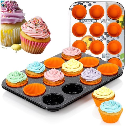 Forma Granitowa do Muffinek 12 Gniazd + 12 Silikonowych Foremek