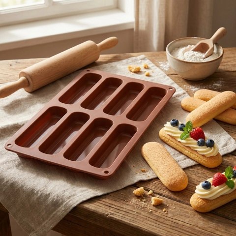 Forma Silikonowa do Biszkoptów Tiramisu 8 szt. Brązowa ORION