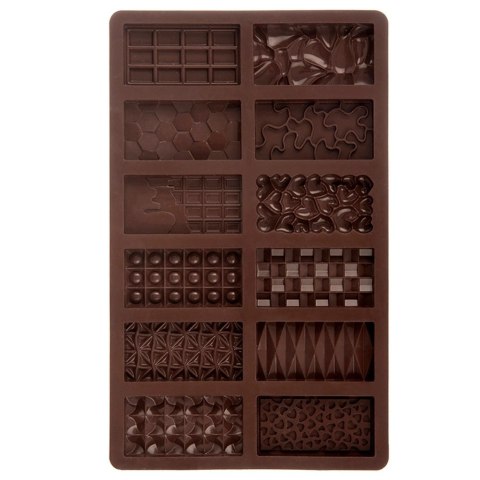 Forma Silikonowa do Czekolady 12 Mini Tabliczek Różne Wzory ORION