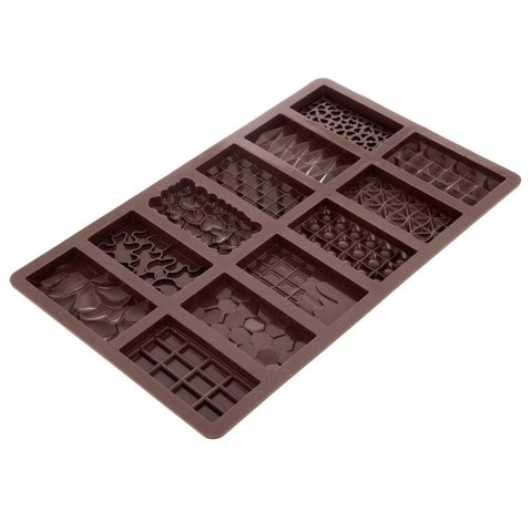 Forma Silikonowa do Czekolady 12 Mini Tabliczek Różne Wzory ORION