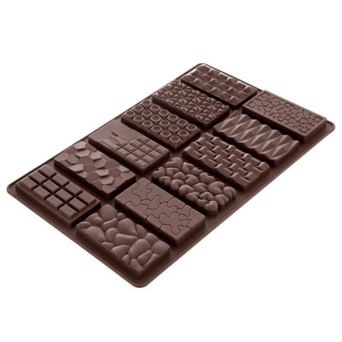Forma Silikonowa do Czekolady 12 Mini Tabliczek Różne Wzory ORION