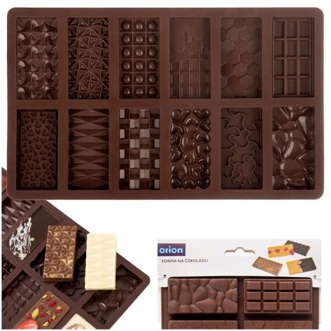 Forma Silikonowa do Czekolady 12 Mini Tabliczek Różne Wzory ORION