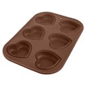 Forma do Muffinek Silikonowa Pomarańczowa Serce Solidna ORION 30 x 20,5 cm