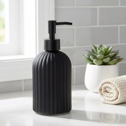 Dozownik do Mydła Czarny Mat Szklany Ryflowany 400 ml VILDE Łazienka