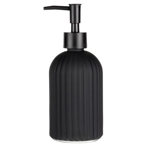 Dozownik do Mydła Czarny Mat Szklany Ryflowany 400 ml VILDE Łazienka