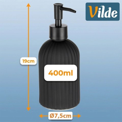 Dozownik do Mydła Czarny Mat Szklany Ryflowany 400 ml VILDE Łazienka