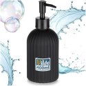 Dozownik do Mydła Czarny Mat Szklany Ryflowany 400 ml VILDE Łazienka