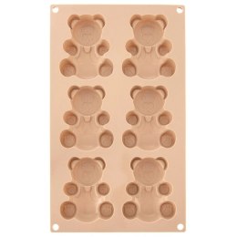 Forma Silikonowa Misie na 6 Babeczek Beżowa ORION 30 cm do Pieczenia