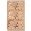 Forma Silikonowa Misie na 6 Babeczek Beżowa ORION 30 cm do Pieczenia