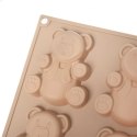 Forma Silikonowa Misie na 6 Babeczek Beżowa ORION 30 cm do Pieczenia