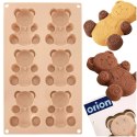 Forma Silikonowa Misie na 6 Babeczek Beżowa ORION 30 cm do Pieczenia