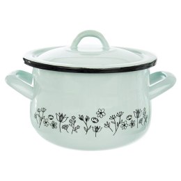 Garnek Emaliowany 2,3 L ORION Zielony LOUKA 16 cm z Pokrywką
