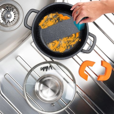 Garnek Granitowy 1,2 L 16 cm Pokrywka Aroma Dozownik Silikon VILDE