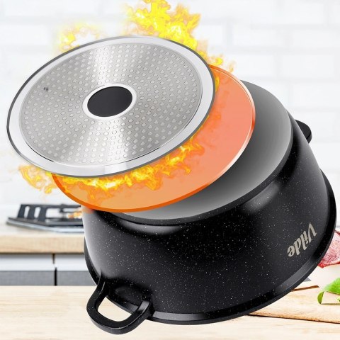 Garnek Granitowy 5,8 L 28 cm Pokrywka Aroma Dozownik Silikon VILDE