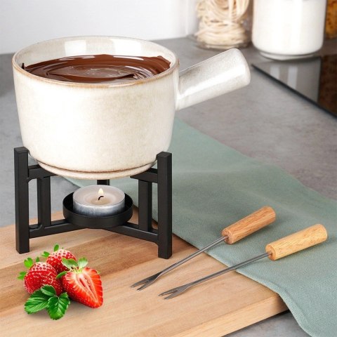 Garnek Kociołek do Fondue CzekoladowePorcelanowy EXCELLENT HOUSEWARE 4 el.