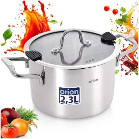 Garnek Stalowy z Pokrywką 2,3 L Venice Odcedzanie Indukcja 18 cm
