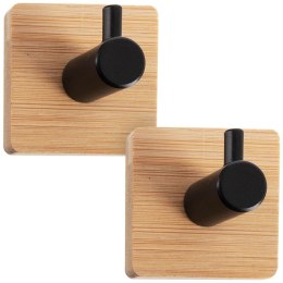 Haczyki Samoprzylepne Kwadrat Drewno Metal Zestaw 2 szt. ORION 4,5 x 4,5 cm