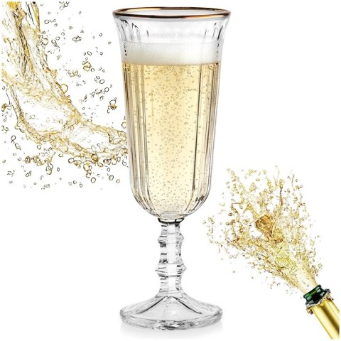 Kieliszek do Szampana Prosecco 120 ml Ryflowany Złoty Rant VILDE Glass
