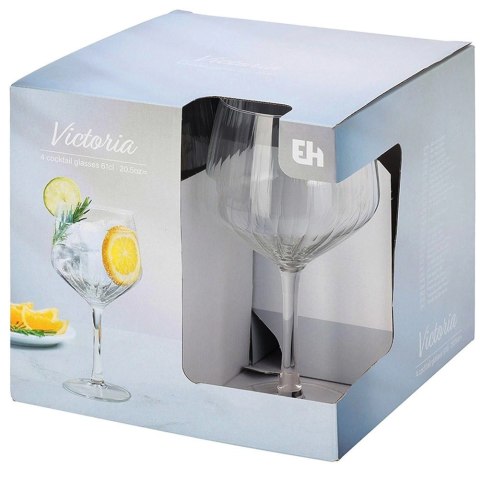 Kieliszki do Ginu i Drinków 580 ml Ryflowane Zestaw 4 sztuk VILDE Bar