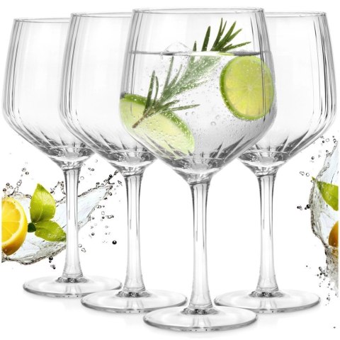 Kieliszki do Ginu i Drinków 580 ml Ryflowane Zestaw 4 sztuk VILDE Bar