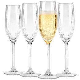 Kieliszki do Szampana Prosecco 4 szt. 210 ml Szkło Wzór Paski do Zmywarki