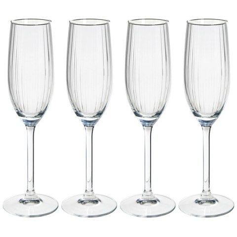 Kieliszki do Szampana Prosecco 4 szt. 210 ml Szkło Wzór Paski do Zmywarki