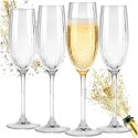 Kieliszki do Szampana Prosecco 4 szt. 210 ml Szkło Wzór Paski do Zmywarki