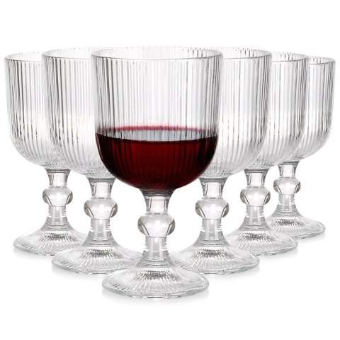 Kieliszki do Wina VILDE Szklane Ryflowane 6 szt. 340 ml Zmywarka