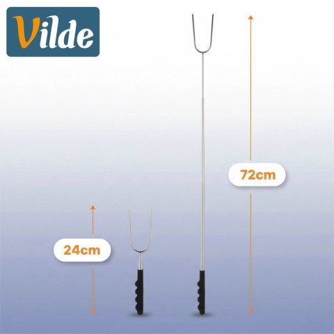 Kij na Ognisko Teleskopowy Widelec do Kiełbasy Stalowy 72 cm VILDE