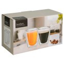 Komplet 2 Szklanek Termicznych 230ml Podwójne Szkło Paskowane Kawa