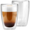 Komplet 2 Szklanek Termicznych 350ml Podwójne Szkło Paskowane Kawa