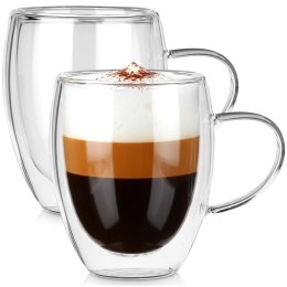 Komplet 2 Szklanek Termicznych z Uchem 320ml Podwójne Szkło VILDE