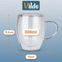 Komplet 2 Szklanek Termicznych z Uchem 320ml Podwójne Szkło VILDE