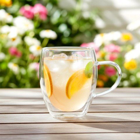 Komplet 2 Szklanek Termicznych z Uchem 320ml Podwójne Szkło VILDE