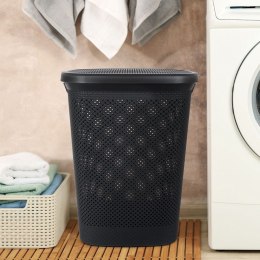 Kosz na Pranie Ubrania Łazienkowy Plastikowy Czarny BATHROOM SOLUTIONS 60 L