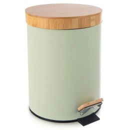 Kosz na Śmieci 5 L Miętowy Greenish Bambusowy Pedał Łazienkowy