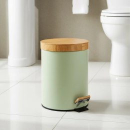 Kosz na Śmieci 5 L Miętowy Greenish Bambusowy Pedał Łazienkowy