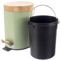 Kosz na Śmieci 5 L Miętowy Greenish Bambusowy Pedał Łazienkowy
