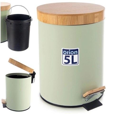 Kosz na Śmieci 5 L Miętowy Greenish Bambusowy Pedał Łazienkowy