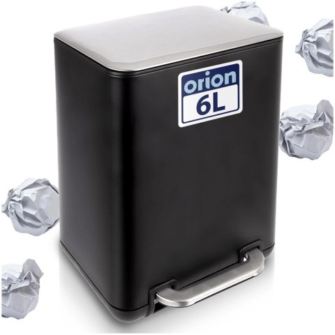 Kosz na Śmieci 6 L Czarny Loft Stal Nierdzewna z Pedałem ORION Slim