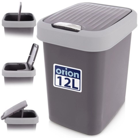 Kosz na Śmieci Uchylny ORION 12 L Pojemnik na Odpady Tworzywo Szary