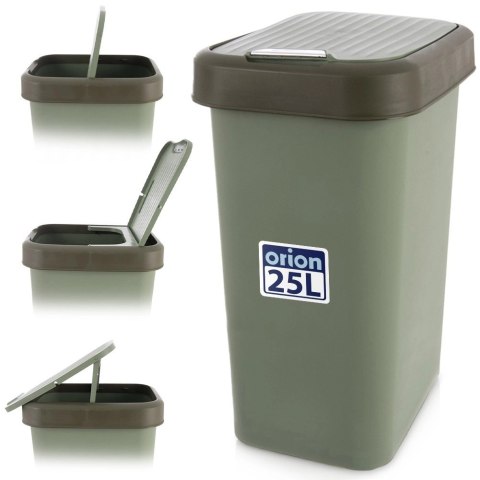 Kosz na Śmieci Uchylny ORION 25 L Pojemnik na Odpady Tworzywo Zielony