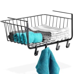 Koszyk Podwieszany Pod Półkę Metalowy Czarny 40 cm z Haczykami VILDE