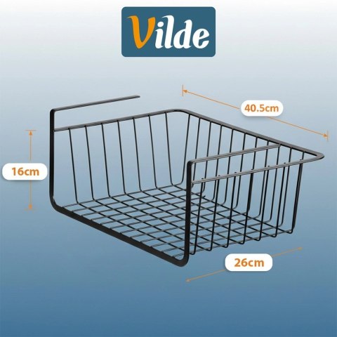 Koszyk Podwieszany Pod Półkę Metalowy Czarny 40 cm z Haczykami VILDE